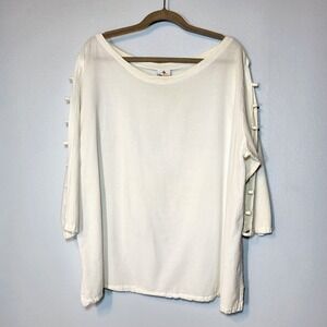 Sea Breeze White Women's‎ 100% Cotton Ladder Strap Open Sleeve Top Size XXXL